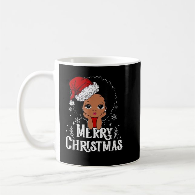 Taza De Café Santa Hat, Chica afroamericano, me Navidad (Izquierda)