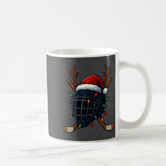 Taza De Café Santa Hat Christmas Ice Hockey Helmet Player Reind (Derecha)