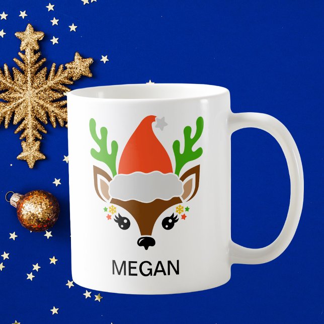 Taza De Café Santa Hat Reindeer Face Holiday (Santa Hat Reindeer Face Holiday Coffee Mug
)
