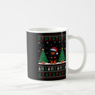 Taza De Café Santa Hat Rottweiler Perro Árbol de Navidad Luces