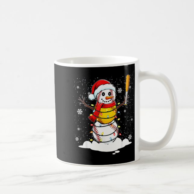 Taza De Café Santa Hat Snowman Xmas Funny Baseball Softball Chr (Derecha)