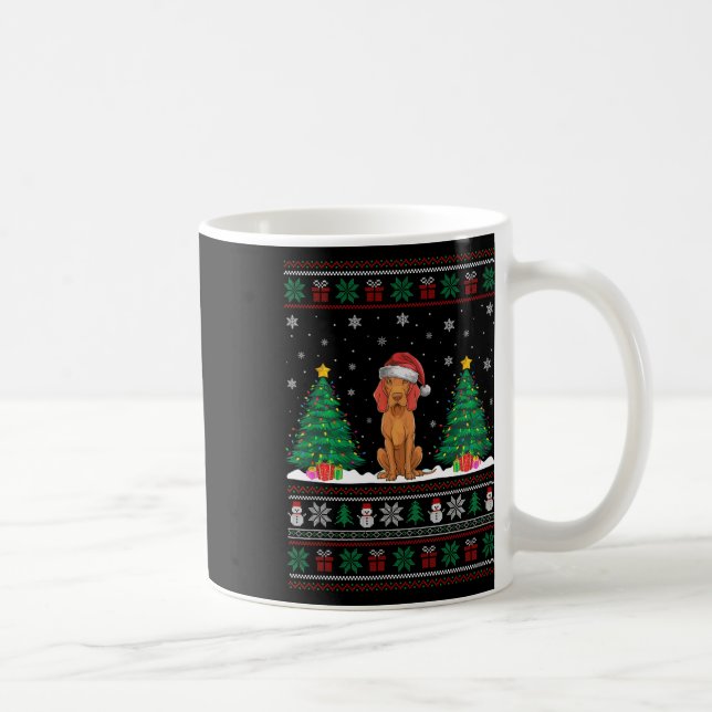 Taza De Café Santa Hat Vizsla Perro Árbol de Navidad Encendido  (Derecha)