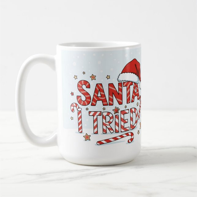Taza De Café Santa I tried Christmas tree cute holiday quote (Izquierda)