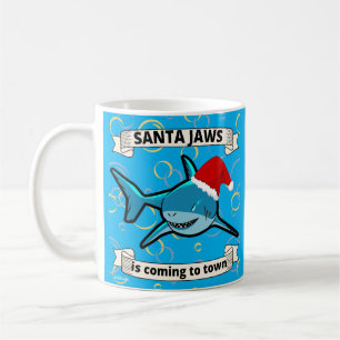 Taza De Café SANTA JAWS VIENE A LA CIUDAD DE divertidos tiburon