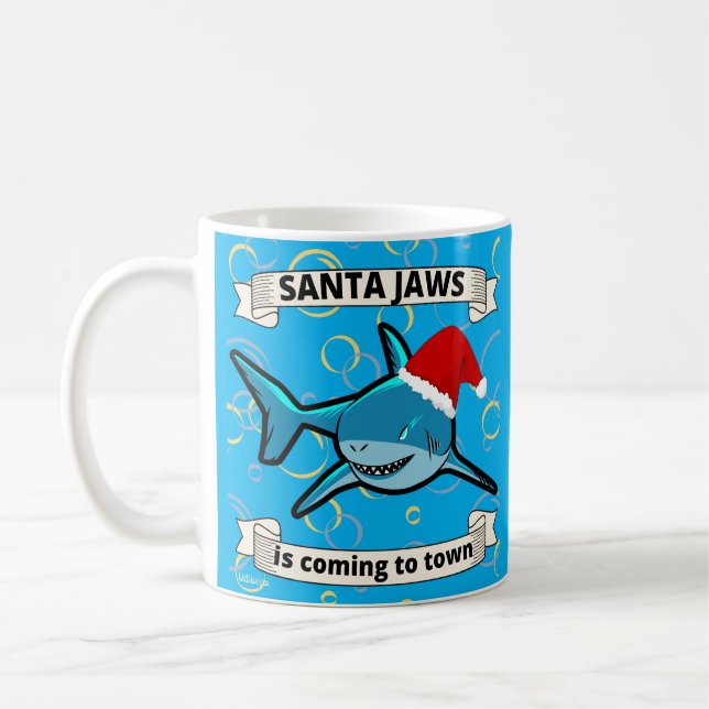 Taza De Café SANTA JAWS VIENE A LA CIUDAD DE divertidos tiburon (Izquierda)