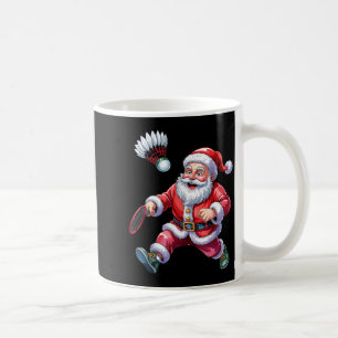 Taza De Café Santa jugando bádminton divertido deporte de Navid