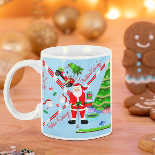 Taza De Café Santa jugando golf junto al árbol de Navidad