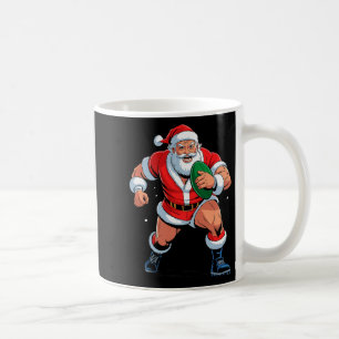 Taza De Café Santa jugando rugby divertido día festivo Navidad