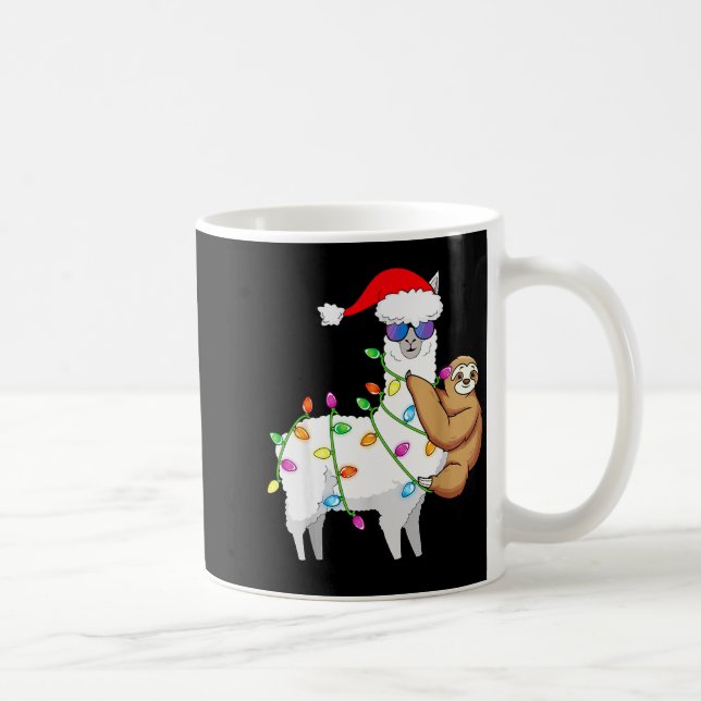 Taza De Café Santa Llama Xmas Funny Llama Sloth Christmas  (Derecha)