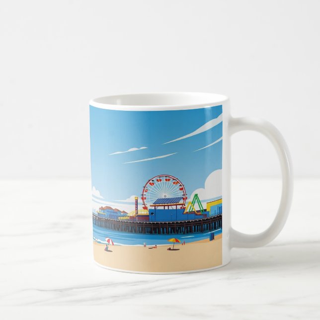 Taza De Café Santa Mónica Pier California Los Ángeles (Derecha)