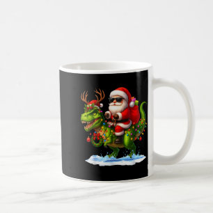 Taza De Café Santa montando dinosaurio T Rex Navidad chicos hom