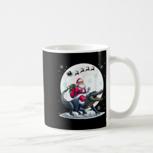 Taza De Café Santa montando un caimán Navidad Luna Coincidente 