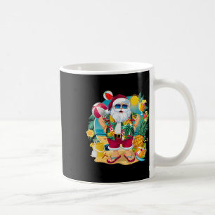 Taza De Café Santa Navidad En Julio En La Playa Vacaciones De V