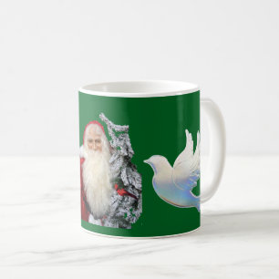 Taza De Café Santa Navidad y palomas