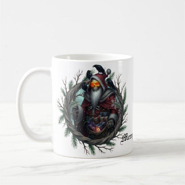 Taza De Café Santa Oscura de las sombras - Esqueleto de Navidad (Izquierda)