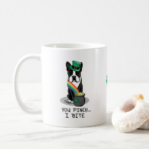 Taza De Café Santa Patrick's Day Boston Terrier Dog (negro) lin