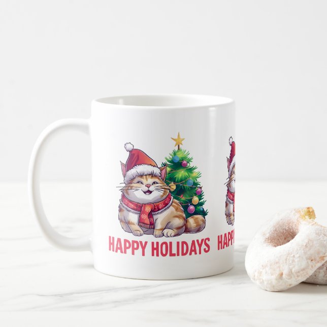Taza De Café Santa Paws desea Felices Fiestas (Con donut)