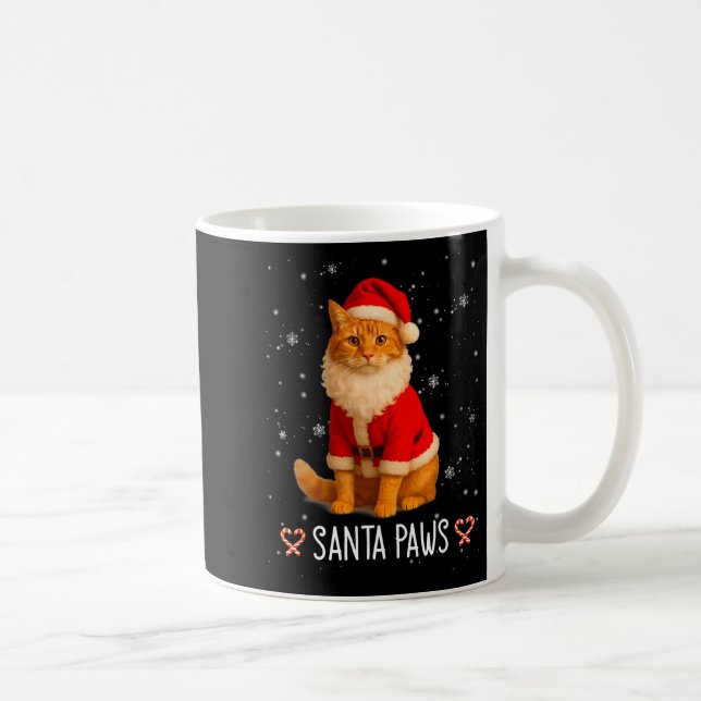 Taza De Café Santa Paws Funny Orange Tabby Cat Christmas Holida (Derecha)