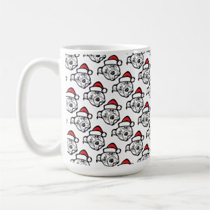 Taza De Café Santa Paws: Perro AmStaff con Sombrero Festivo