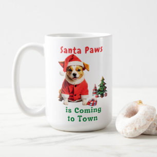 Taza De Café Santa Paws viene a Mascota festivo