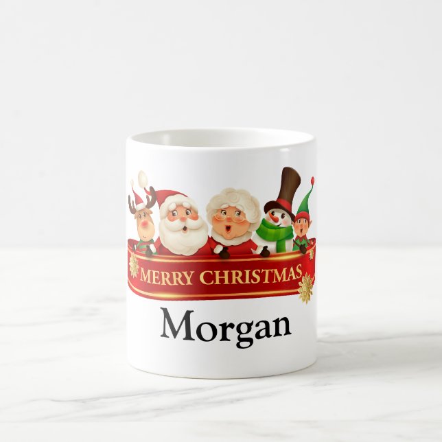 TAZA DE CAFÉ SANTA PERSONALIZADA, SNOWMAN, NAVIDADES DE ELF WIS (Centro)