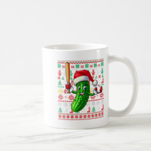 Taza De Café Santa Pickle Jugando Béisbol Xmas Jugador Vegan Sw