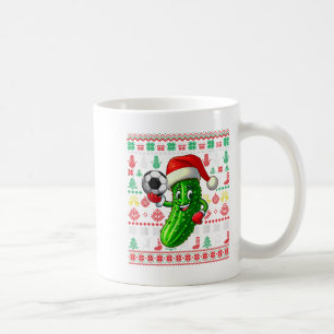 Taza De Café Santa Pickle Jugando Fútbol Jersey Vegano de Navid