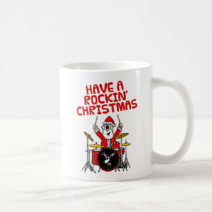 Taza De Café Santa Plantando tambores Navidades Drummer músico