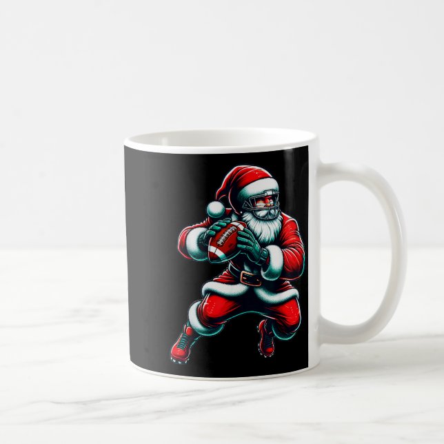 Taza De Café Santa Playing American Football Christmas Women Me (Derecha)