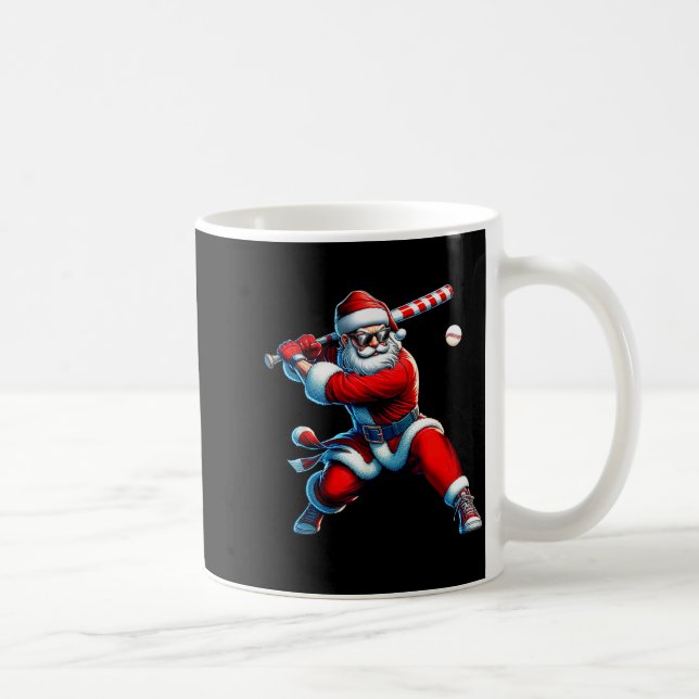 Taza De Café Santa Playing Baseball Men Boys Christmas Baseball (Derecha)