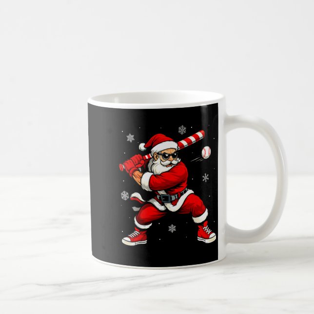 Taza De Café Santa Playing Baseball Xmas Funny Christmas Baseba (Derecha)