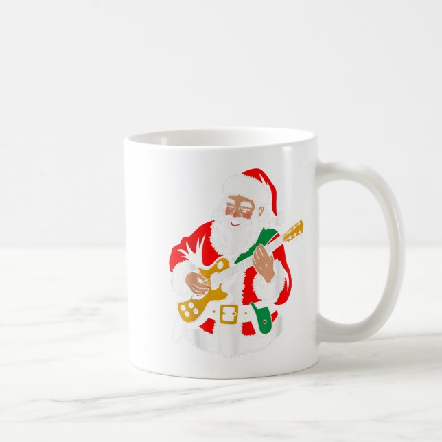 Taza De Café Santa Playing Guitar Rock Xmas Vibes Funny Christm (Derecha)