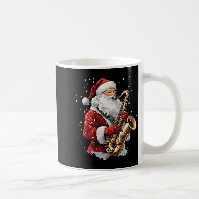 Taza De Café Santa Playing Saxophone Xmas Musician Saxophonist  (Derecha)