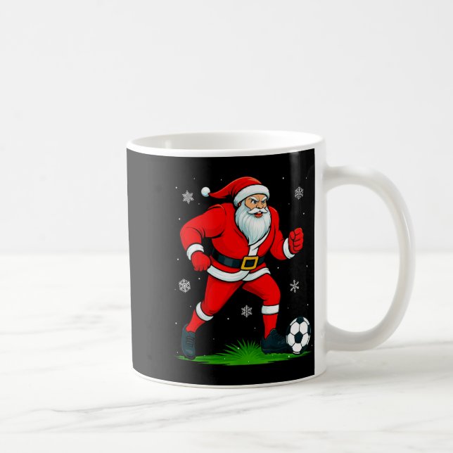 Taza De Café Santa Playing Soccer Xmas Funny Christmas Soccer S (Derecha)