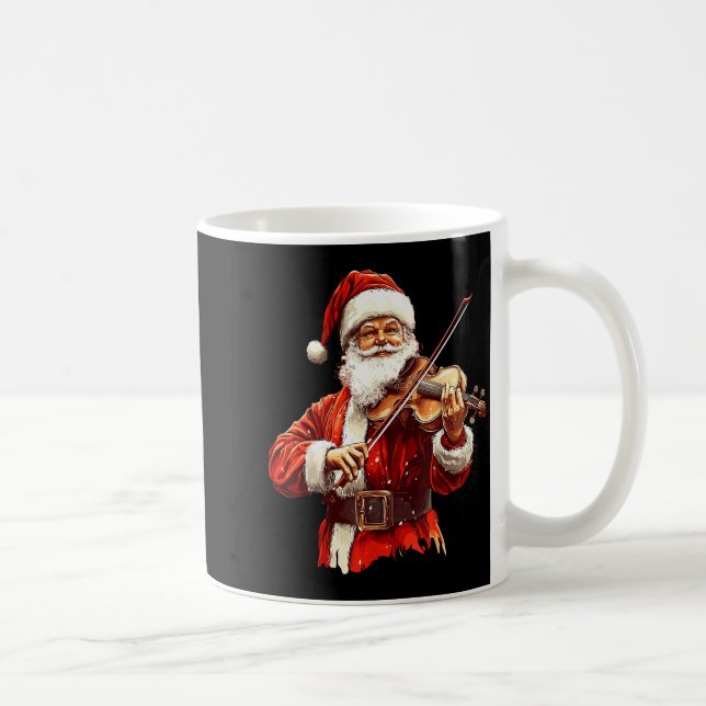 Taza De Café Santa Playing Violin Funny Violin Player Violinist (Derecha)