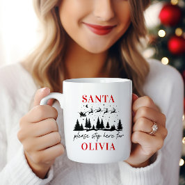 Taza De Café Santa por favor, deténgase aquí por los Navidades