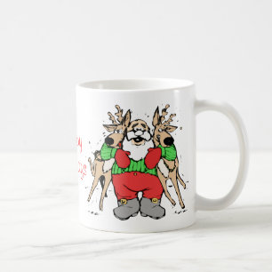 Taza De Café Santa que abraza navidad divertido del dibujo