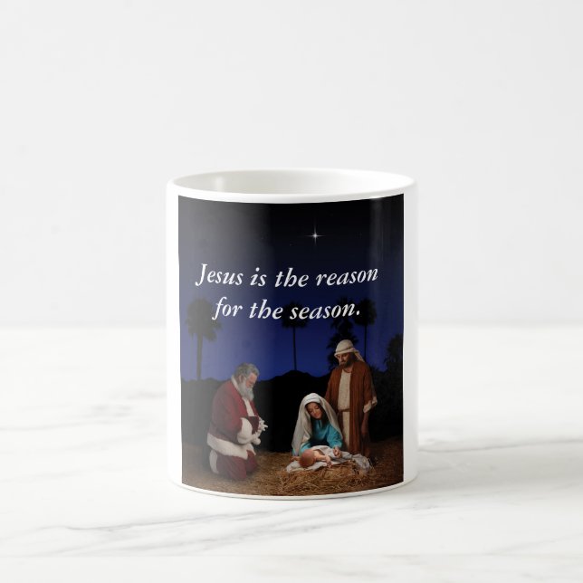 Taza De Café Santa que se arrodilla en la natividad (Centro)
