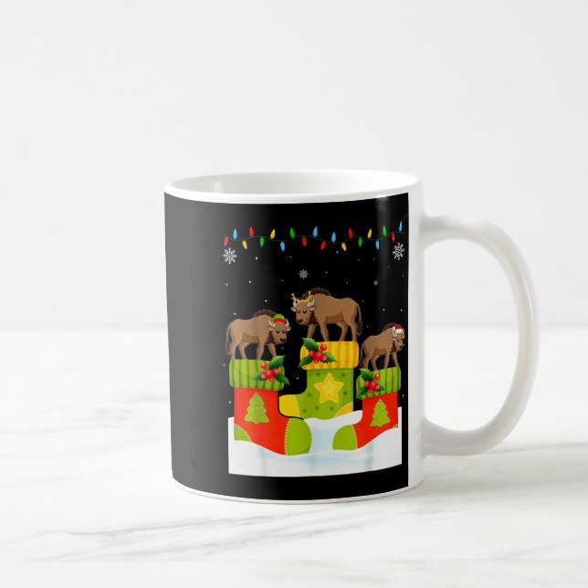 Taza De Café Santa Reindeer Elf Wildebeest In Christmas Socks U (Derecha)