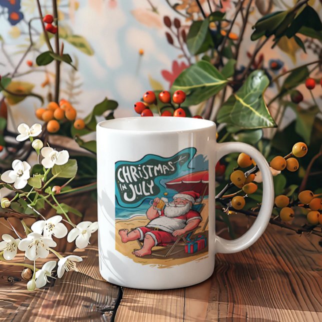 Taza De Café Santa Relajándose en la playa (Subido por el creador)
