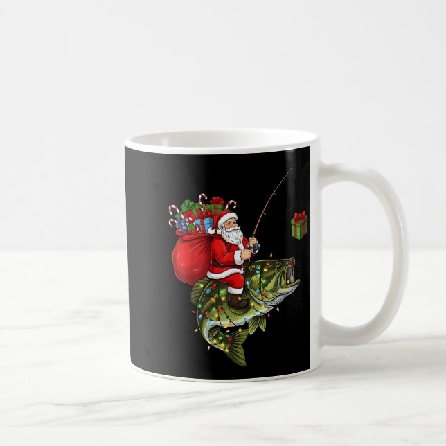 Taza De Café Santa Riding B Fish Christmas Fishing Funny Xmas P (Derecha)
