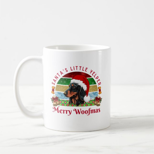 Taza De Café Santa’s Little Yelper, Funny Dachshund Christmas (Izquierda)
