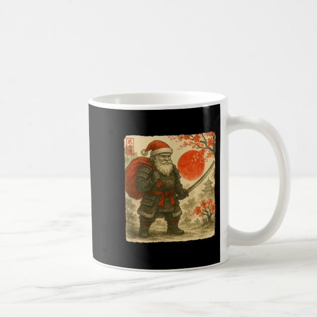 Taza De Café Santa Samurai Japanese Warrior Costume Sumi-e Art  (Derecha)
