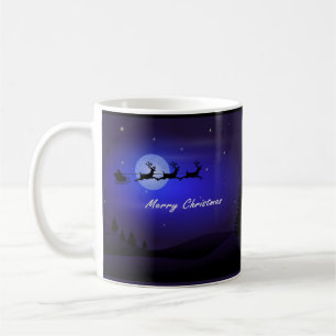 Taza De Café Santa Sleigh Moon Feliz Navidad