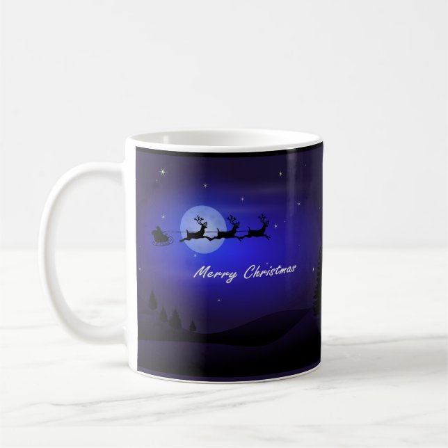 Taza De Café Santa Sleigh Moon Feliz Navidad (Izquierda)