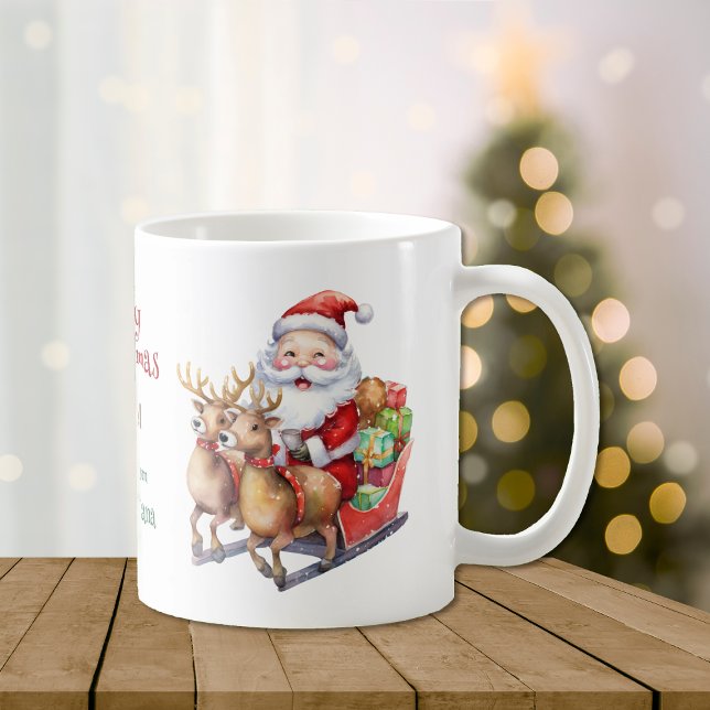 Taza De Café Santa Sleigh y los niños renos (Subido por el creador)