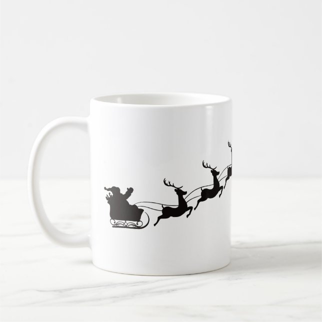 Taza De Café Santa Sleigh Y Los Renos (Izquierda)