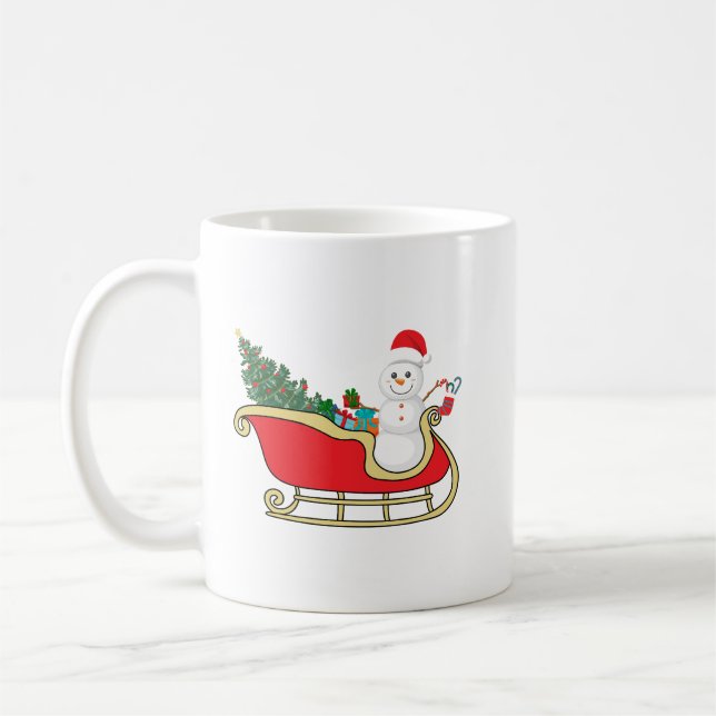 Taza De Café Santa snowman distributing gifts (Izquierda)