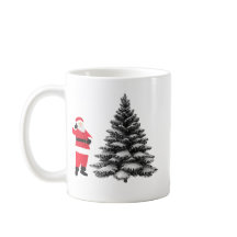 Santa standing near pine tree