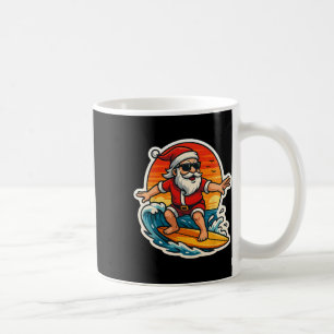 Taza De Café Santa Surfing Instructor de Surf Surfista Feliz Na